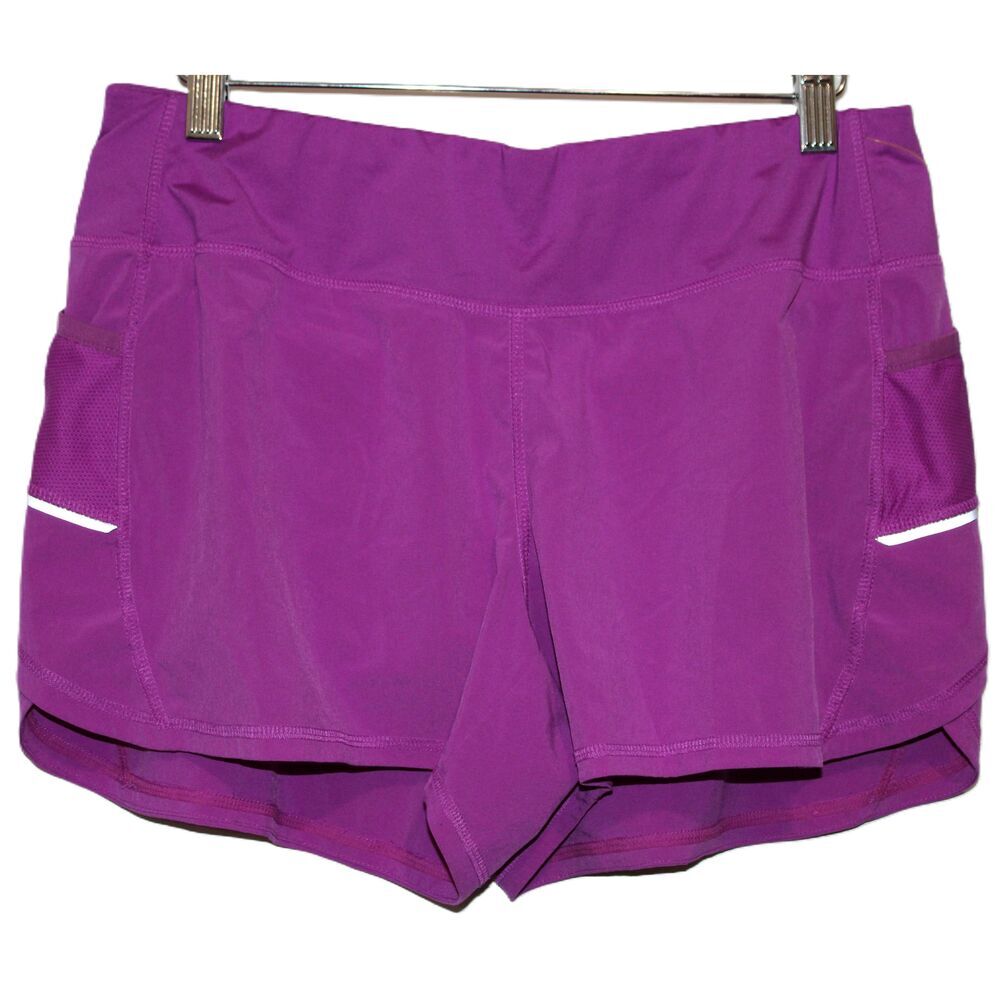 Womens Athleta Ready Set Shorts Purple Silver Reflective Running Athletic Size M
